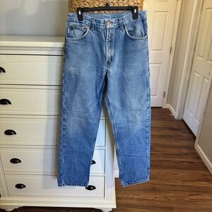 Carhartt Jeans Mens 34x34 Relaxed Fit Blue Denim Flannel Lined Workwear Pants